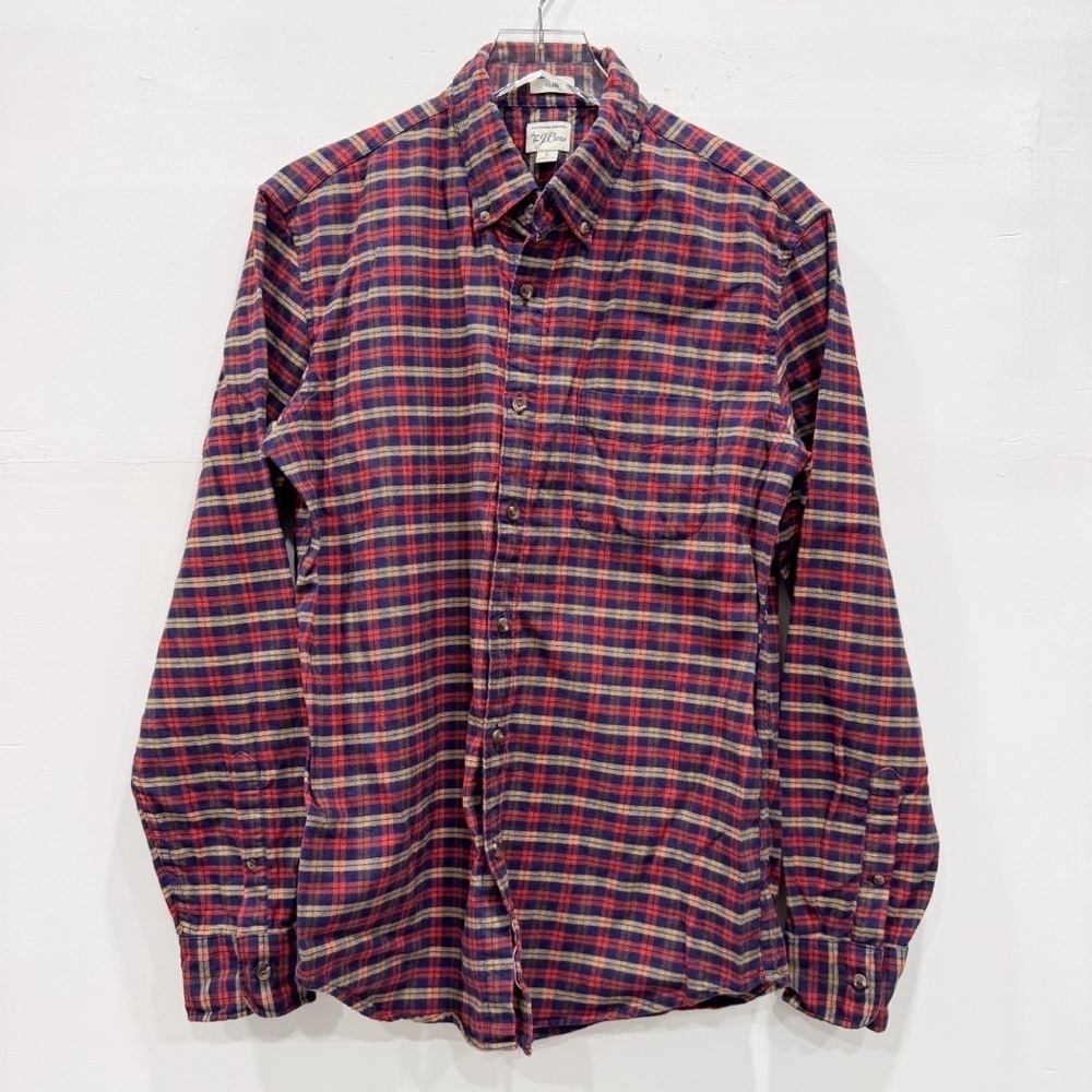 J. Crew Slim Long Sleeve Plaid Button Down Shirt Cotton Large